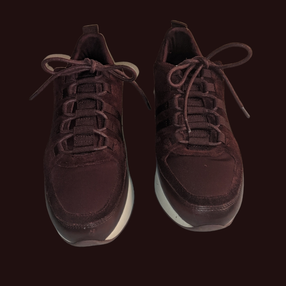 CARMELA Burgundy Leather Wedge Laced Trainer Size:9/ 40 M - Picture 7 of 11